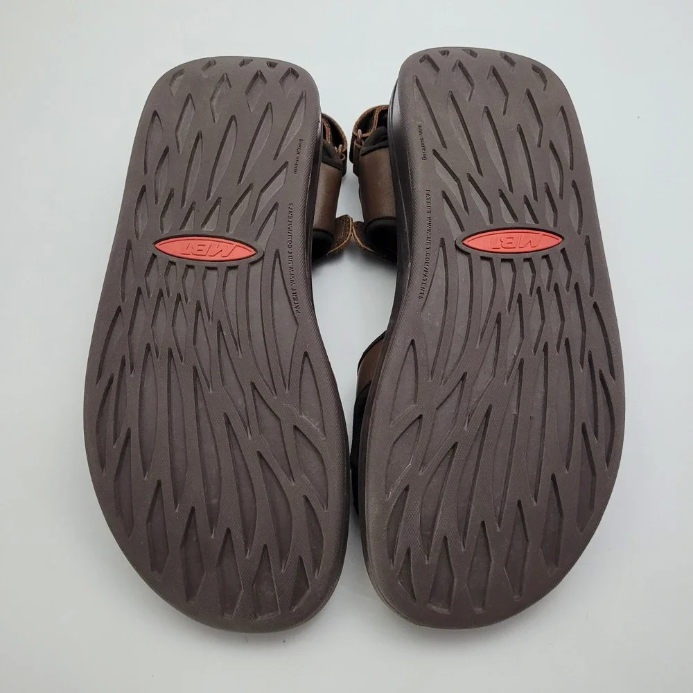 MBT Kisumu 3S Men's Sandals 8-8.5 Brown Leather Rocker Sole Orthopedic Walking